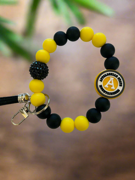 ASU Appalachian State University Mountaineers Silicone Beaded Keychain Wristlet