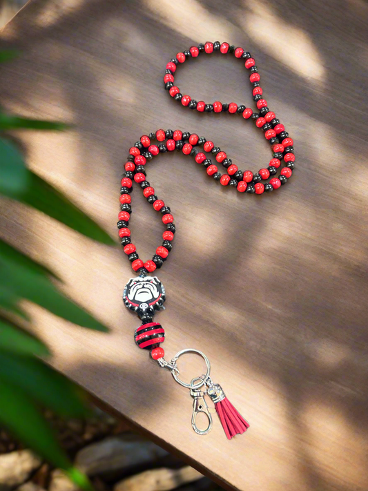 UGA University of Georgia Bulldogs Custom Beaded Lanyard