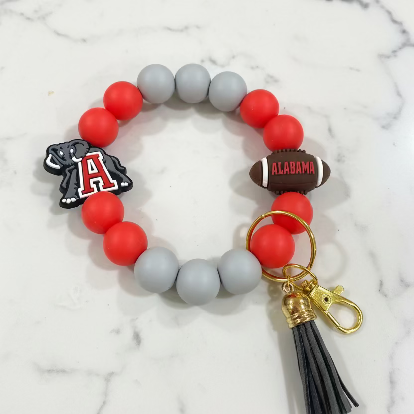University of Alabama Roll Tide Silicone Beaded Keychain Wristlet