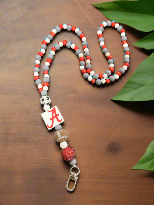 University of Alabama Crimson Tide Hand Beaded Lanyard