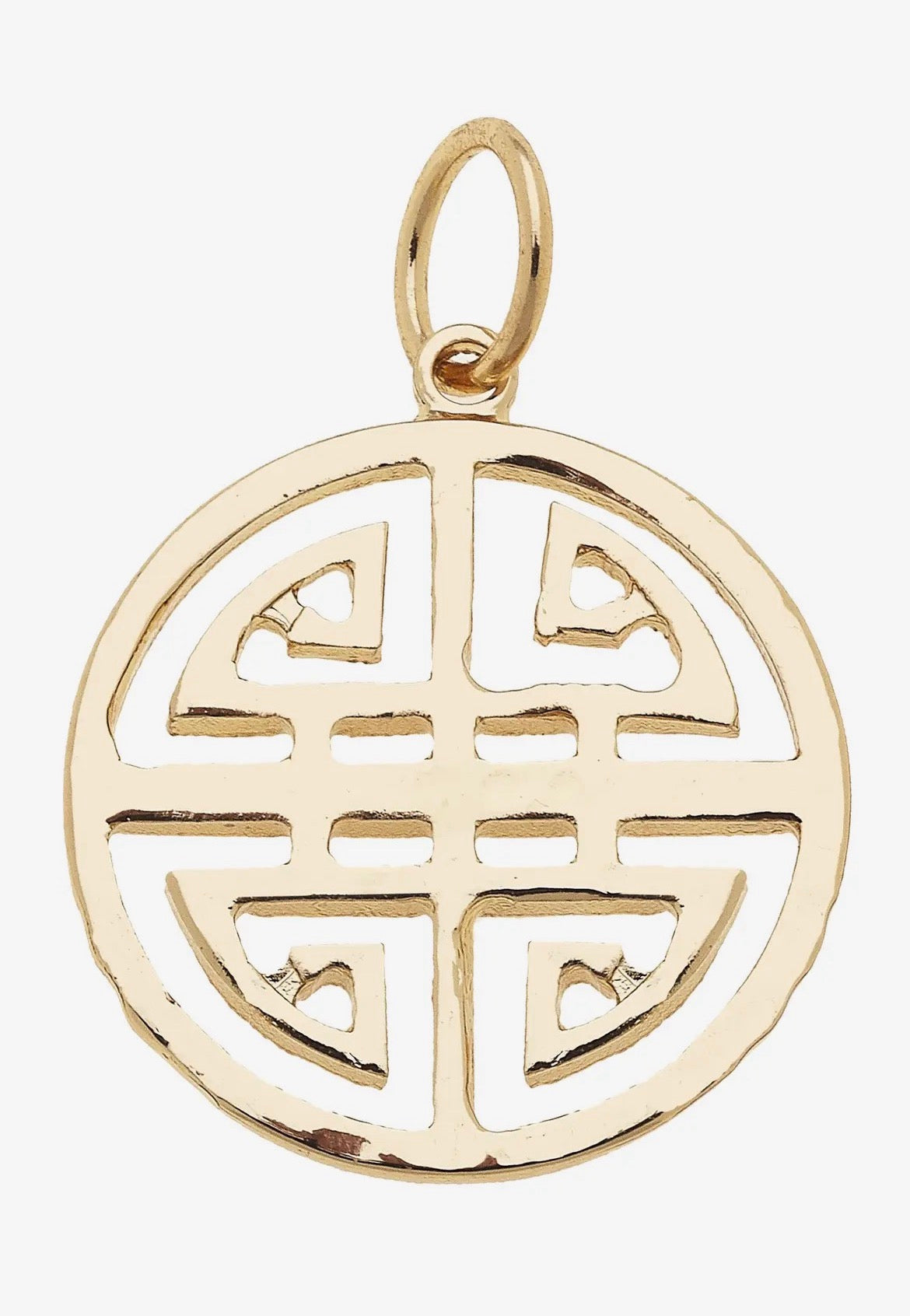 Greek Keys Charm in Shiny Gold