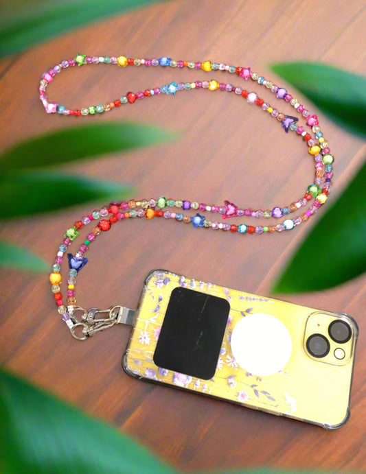 Custom Beaded Multicolor Crossbody Phone Strap