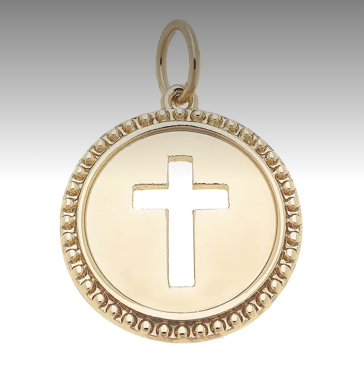 Cross Coin Charm in Shiny Gold