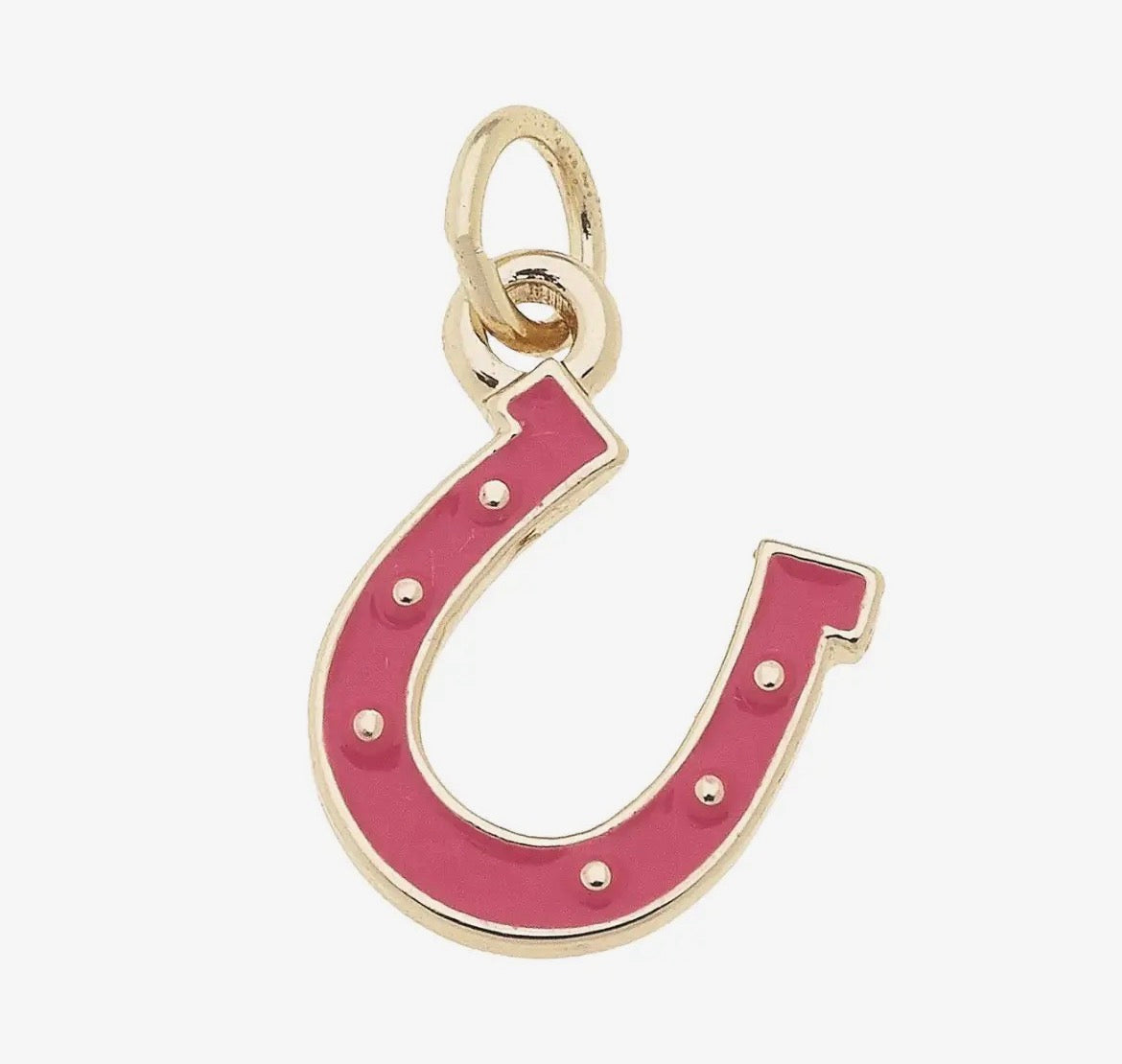 Enamel Horseshoe Charm in Fuchsia