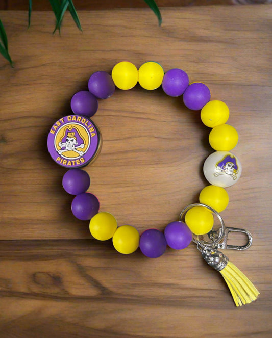ECU East Carolina University Pirates Silicone Beaded Keychain Wristlet