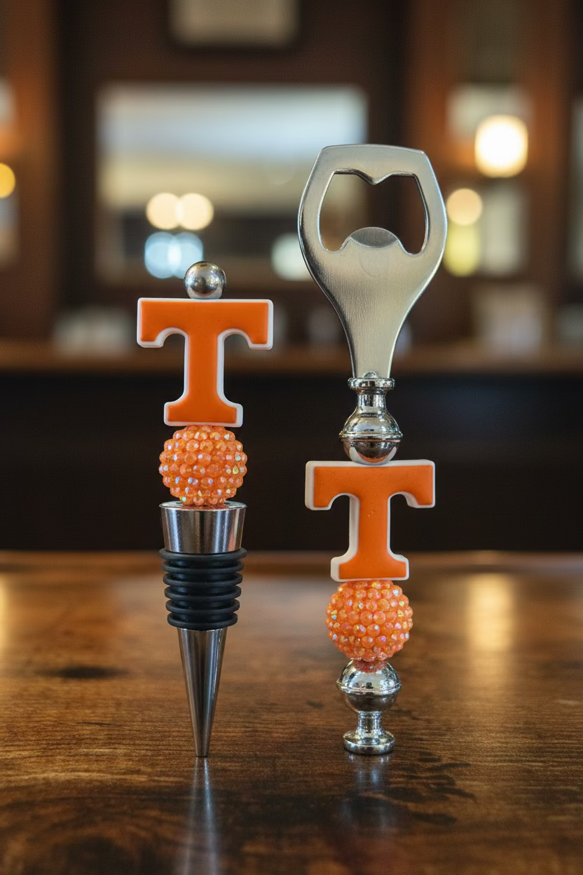 University of Tennessee Volunteers Football Custom Beaded Wine Stopper and Bottle Opener