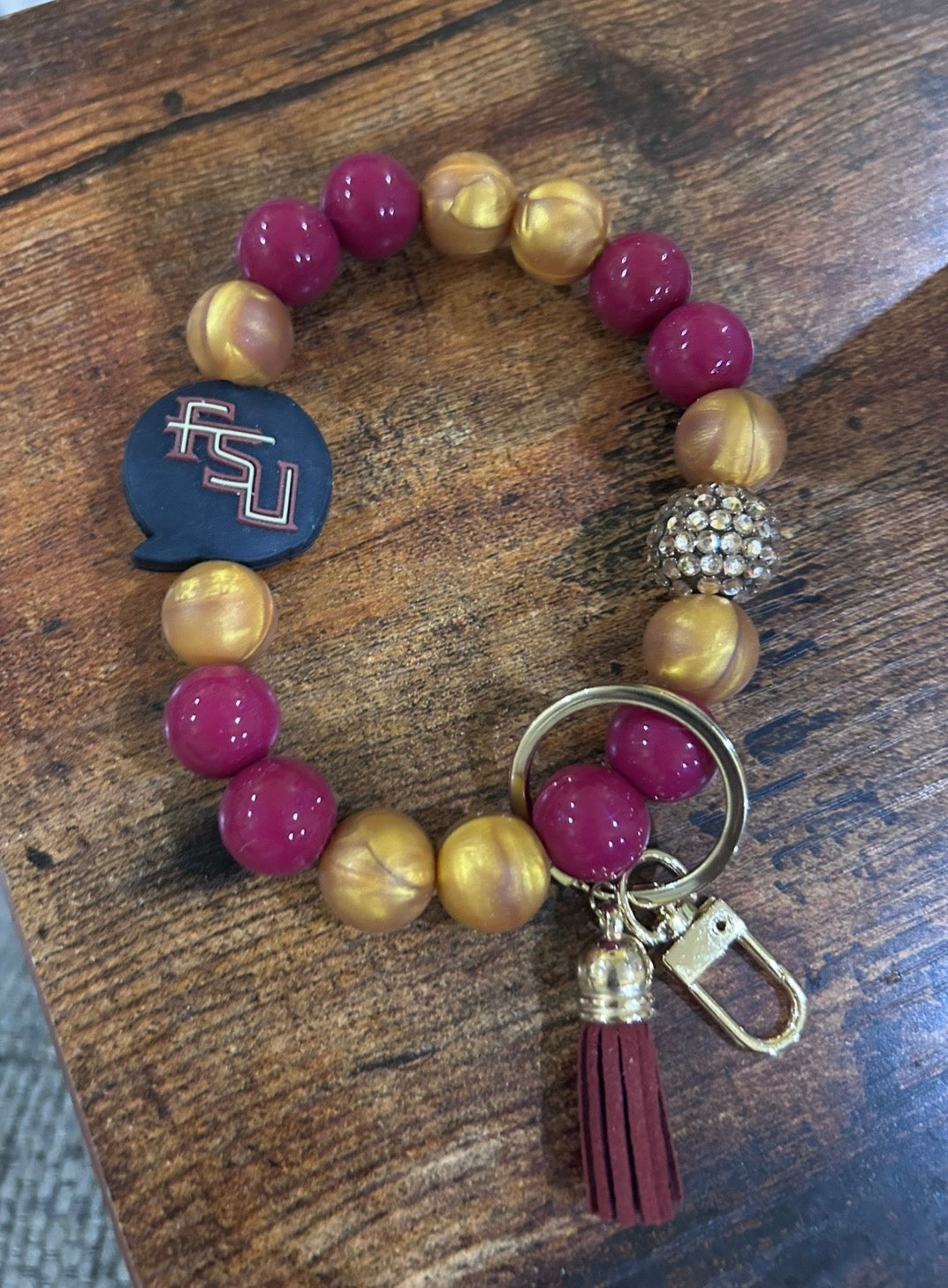 Florida State University Silicone Beaded Keychain Wristlet