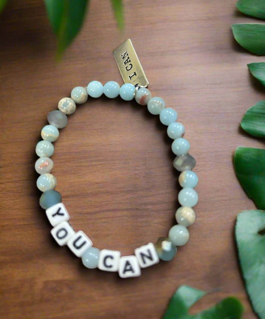 “You Can” Custom Beaded Inspirational Word Bracelet