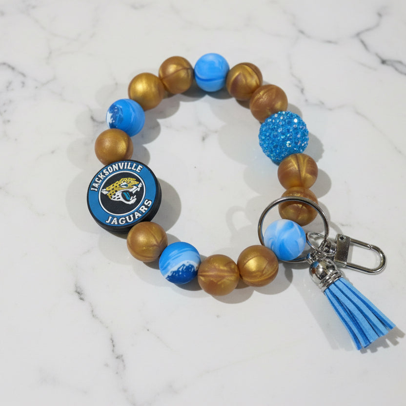 Jacksonville Jaguars Silicone Beaded Keychain Wristlet