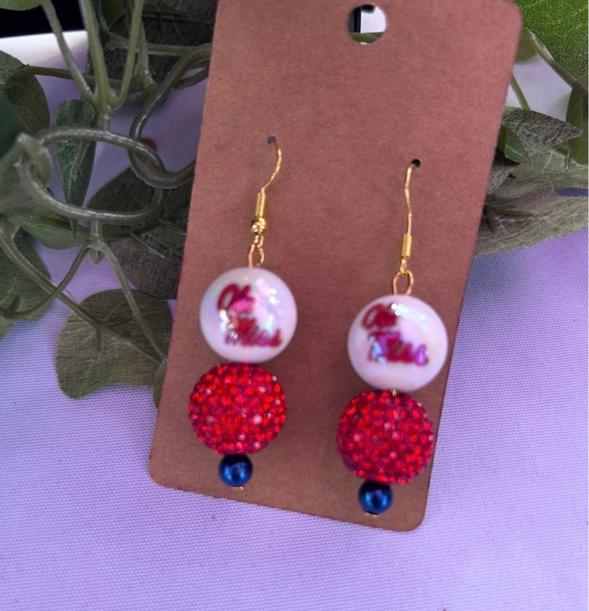 Ole Miss Rebels Custom Beaded Gameday Earrings