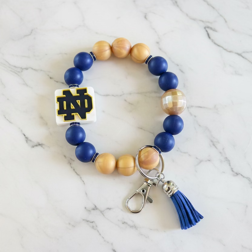 Notre Dame Fighting Irish Silicone Beaded Keychain Wristlet