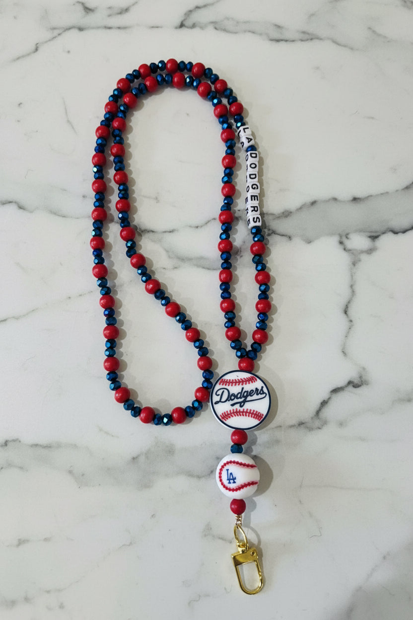 LA Dodgers Custom Beaded Lanyard