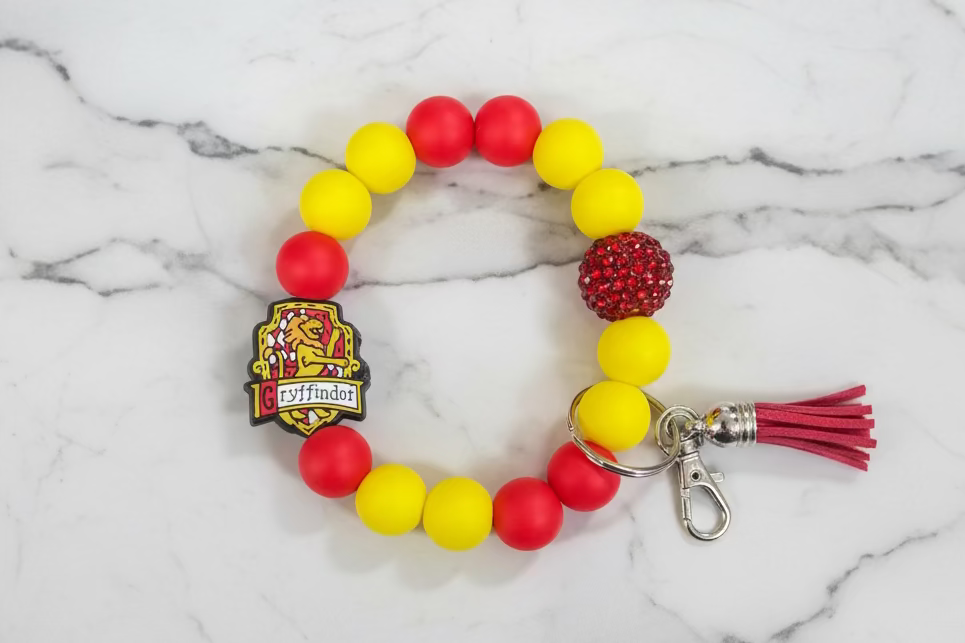 Harry Potter Hogwarts Gryffindor House Silicone Beaded Keychain Wristlet