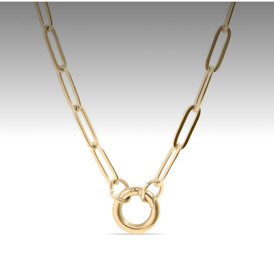 Stainless Steel Paperclip Carabiner Charm Necklace