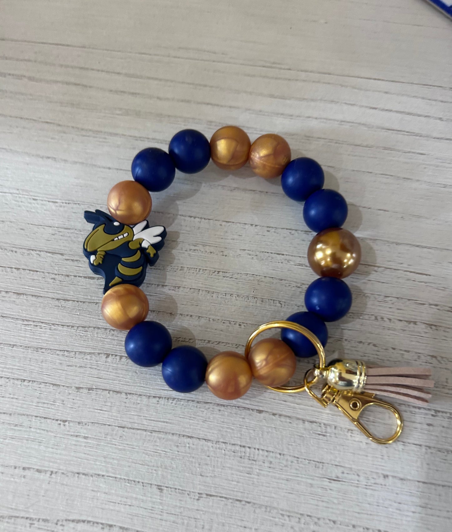 Georgia Tech Yellow Jackets Custom Beaded Keychain Wristlet