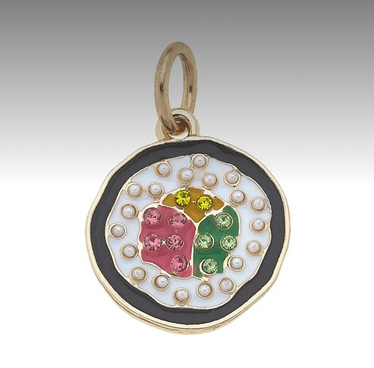 Sushi Roll Charm in Black and White