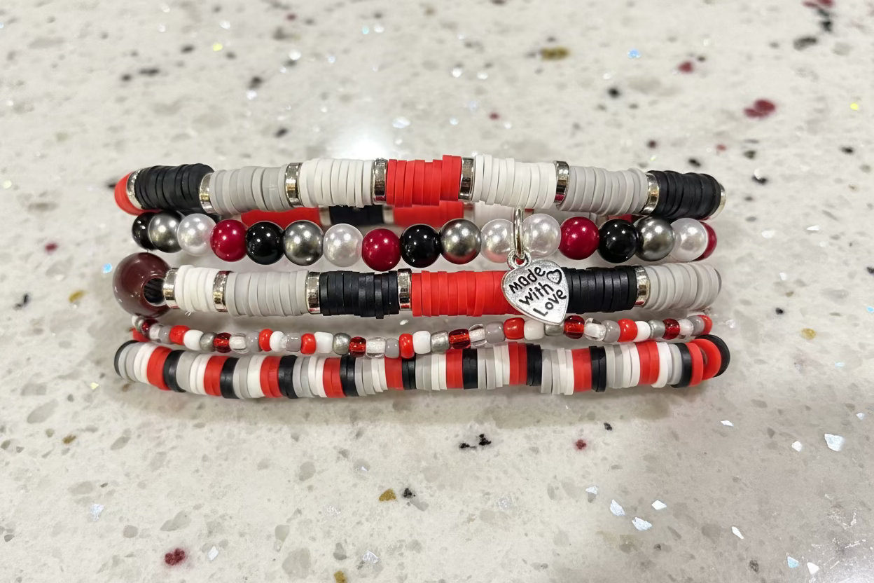 Hand Beaded Alabama Gameday Bracelet Stack
