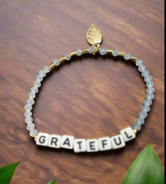 “Grateful” Custom Beaded Inspiration Word Bracelet