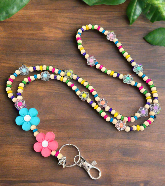 Colorful Flower Themed Lanyard