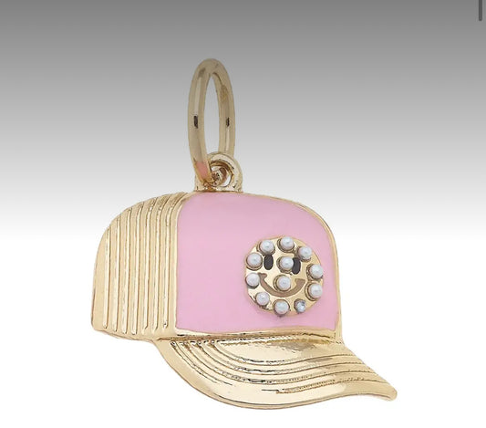 Smiley Face Trucker Hat Charm in Light Pink
