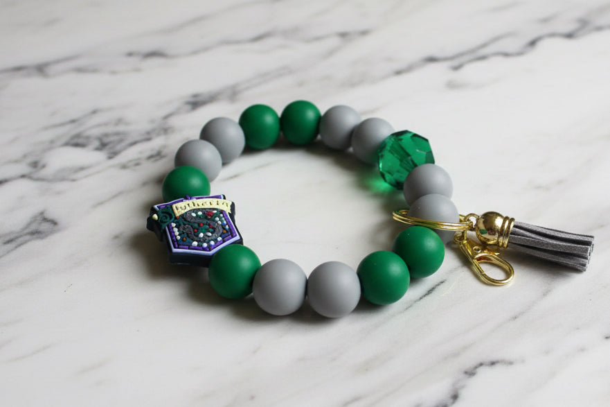 Harry Potter Hogwarts Slytherin House Silicone Beaded Keychain Wristlet
