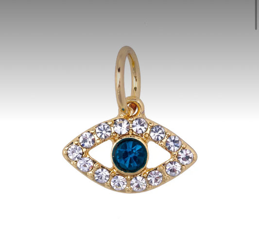 Pave Eye Charm in Shiny Gold