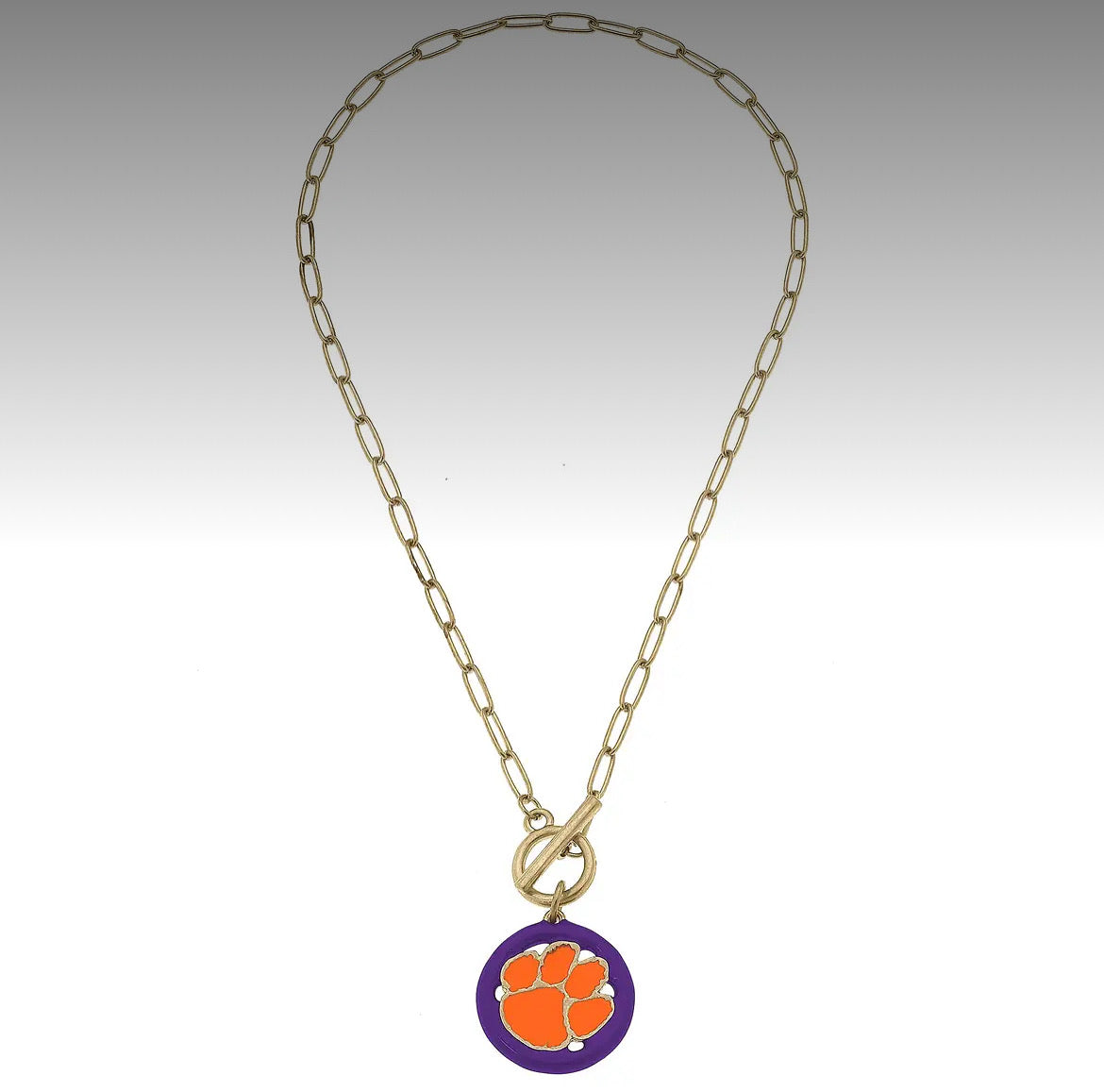 Clemson University Tigers Logo Enamel T-Bar Necklace