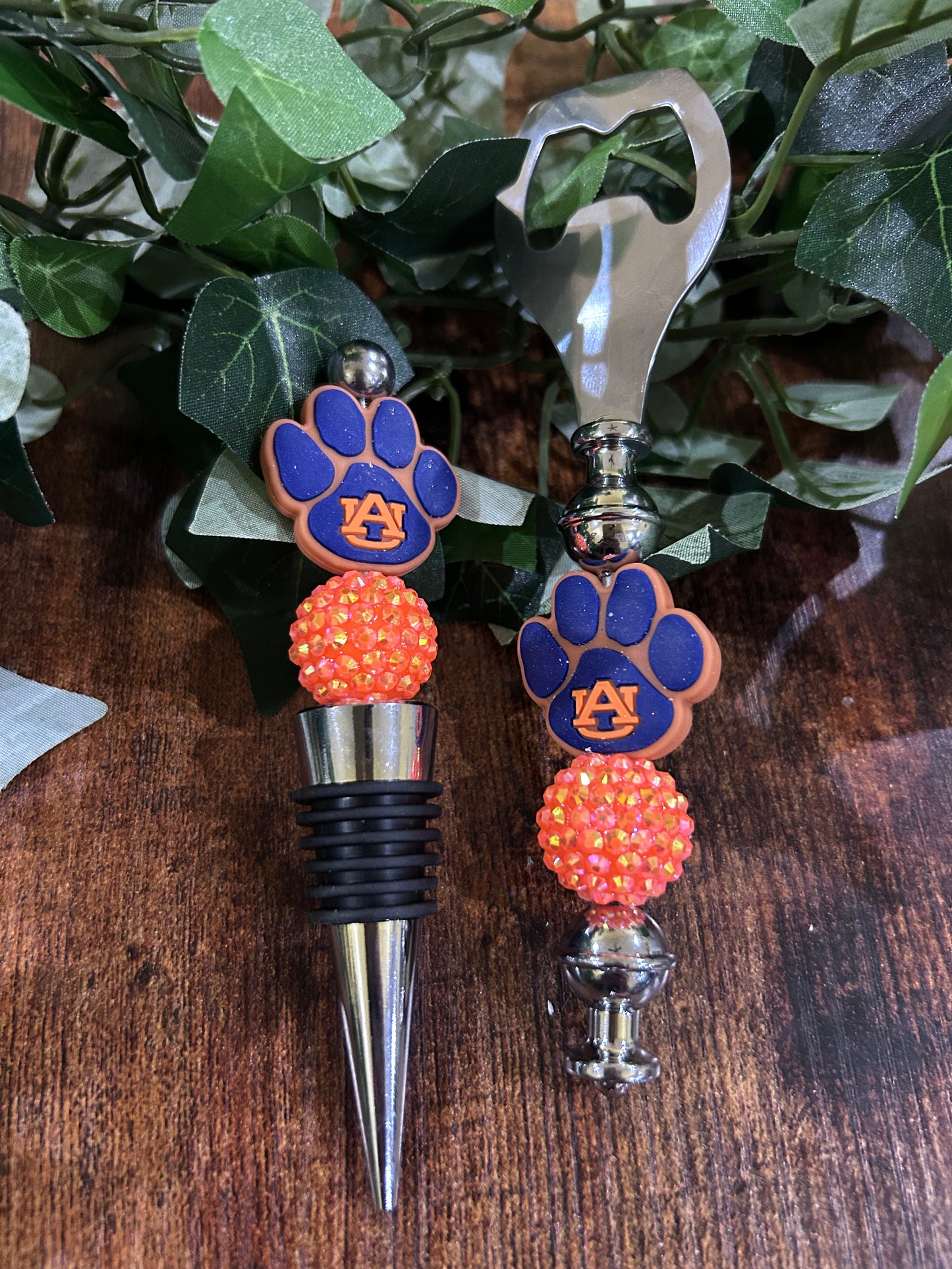 Auburn University Tigers Custom Beaded Bottle Opener and Wine Stopper