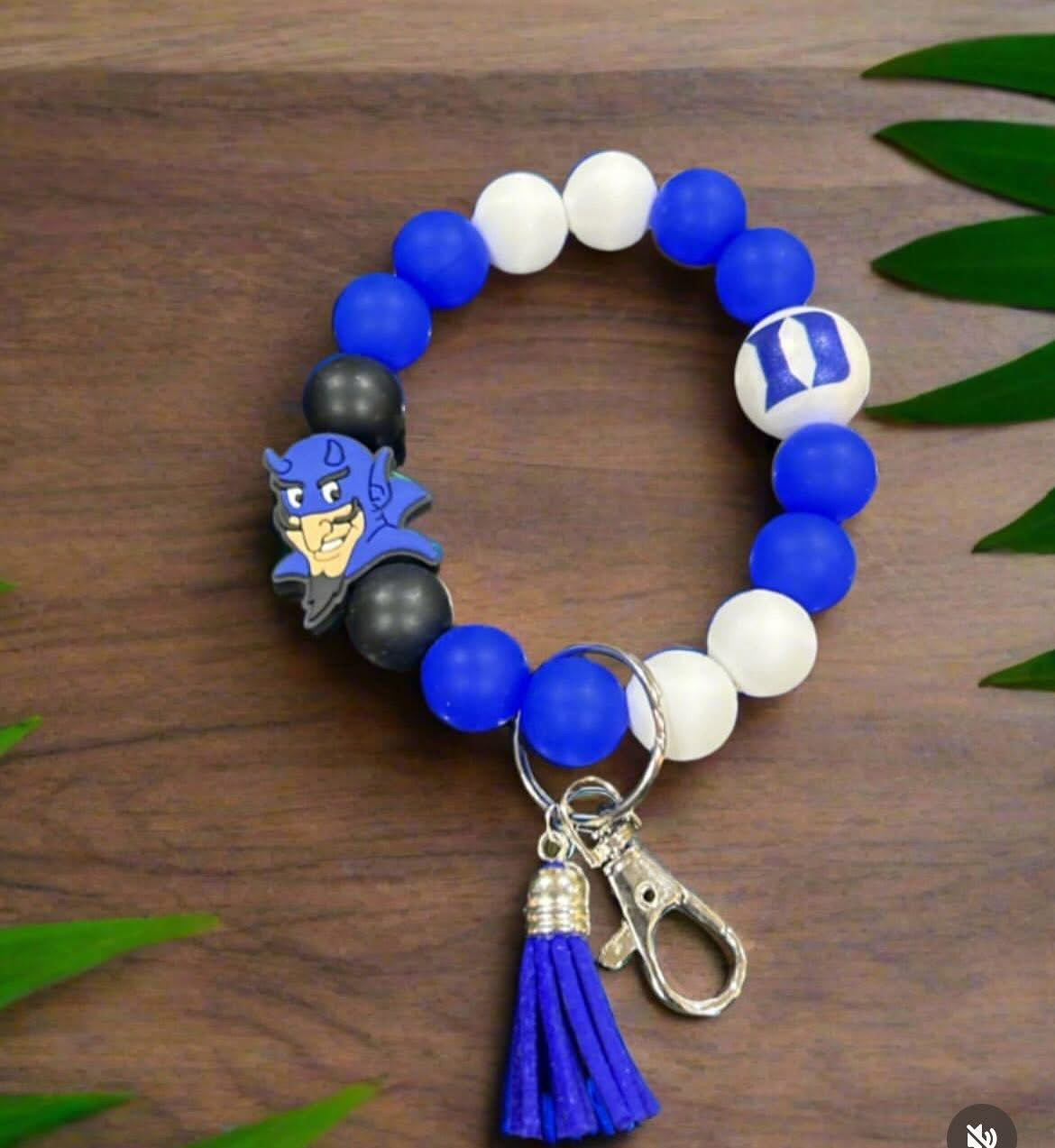 Duke Blue Devils Silicone Beaded Keychain Wristlet