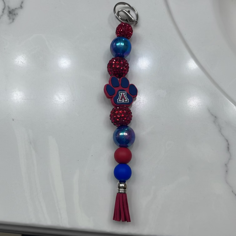 Arizona Wildcats Custom Beaded Keychain