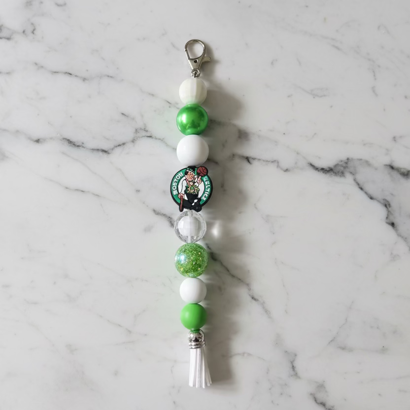 Boston Celtics Custom Beaded Keychain