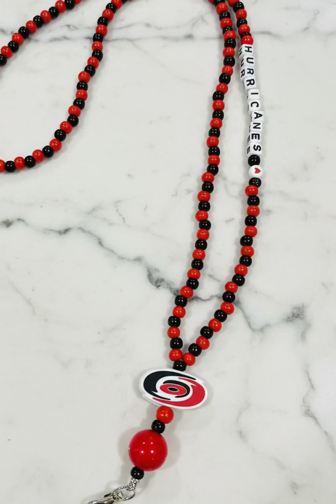 Carolina Hurricanes Custom Beaded Lanyard