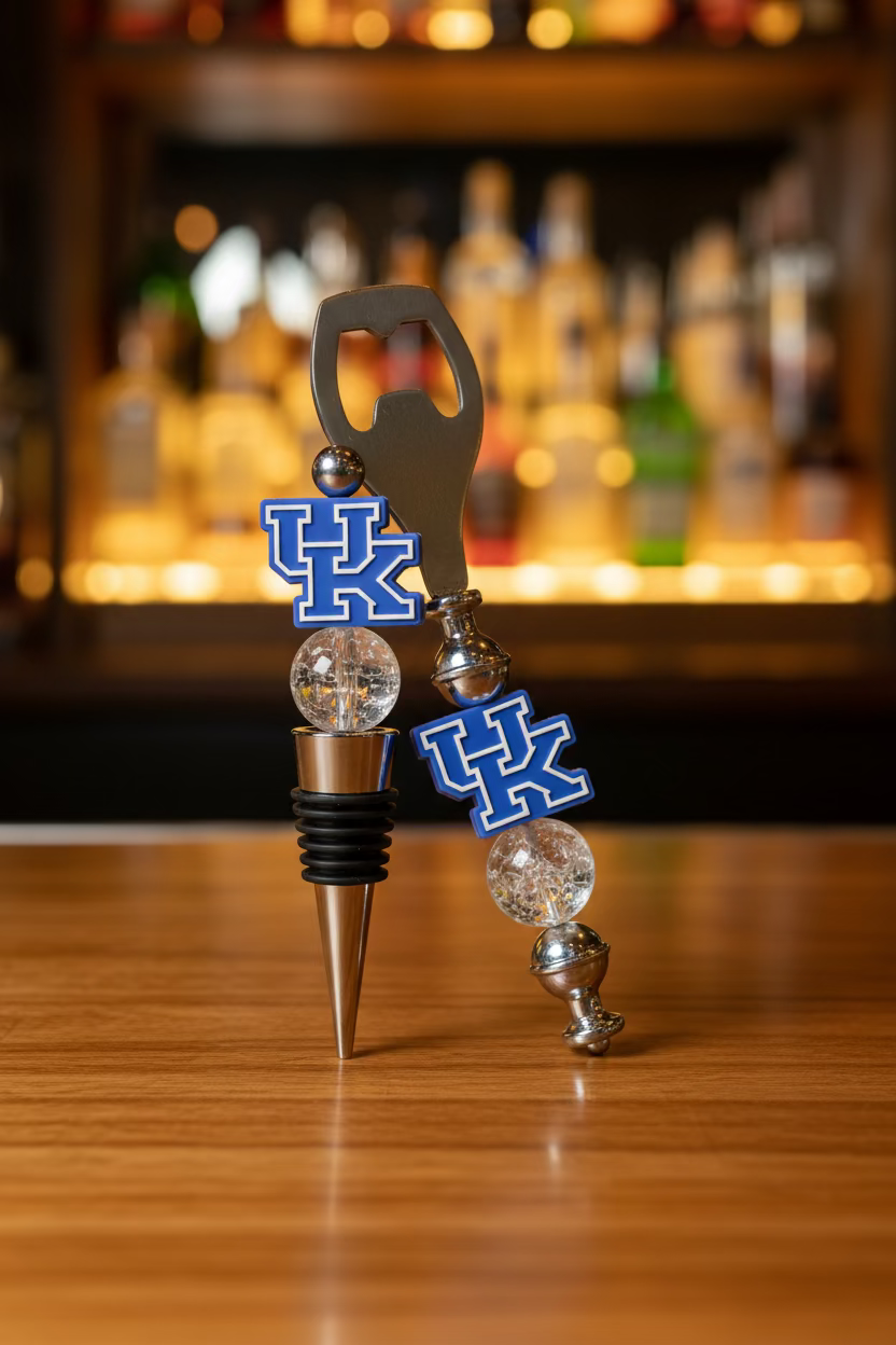 UK University of Kentucky Wildcats Basketball Custom Beaded Bottle Opener and Wine Stopper