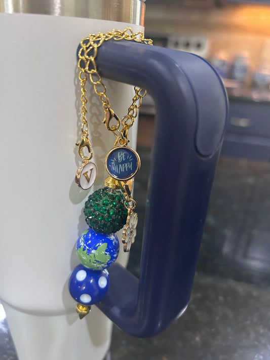 Custom Beaded Globe Stanley Cup Charm