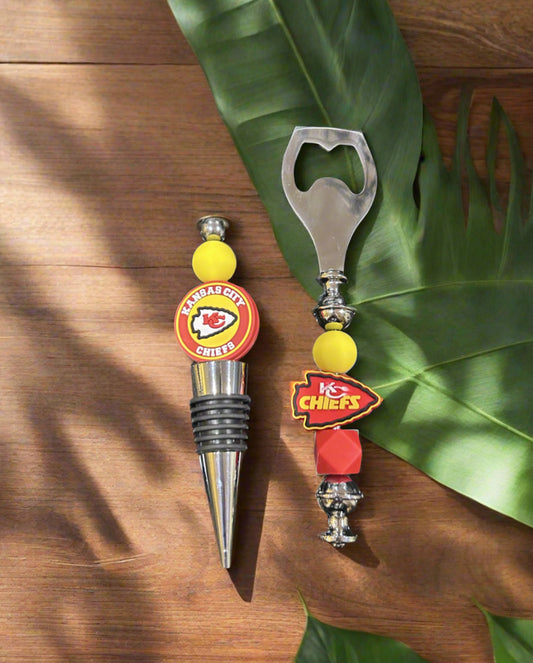 Kansas City Chiefs Silicone Beaded Wine Stopper and Bottle Opener