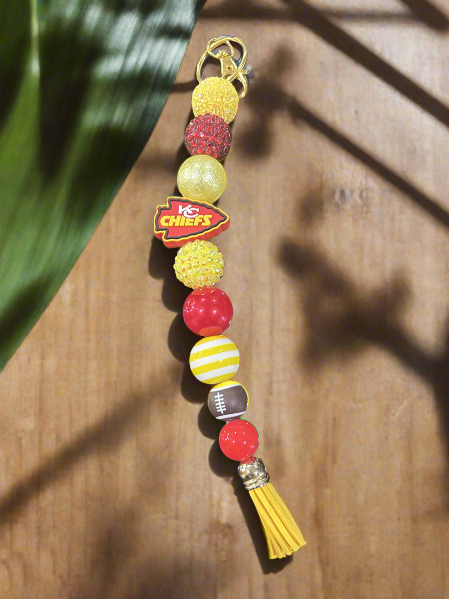 Kansas City Chiefs Custom Beaded Keychain