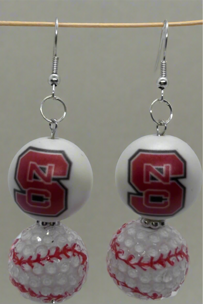 NCSU baseball beaded earrings