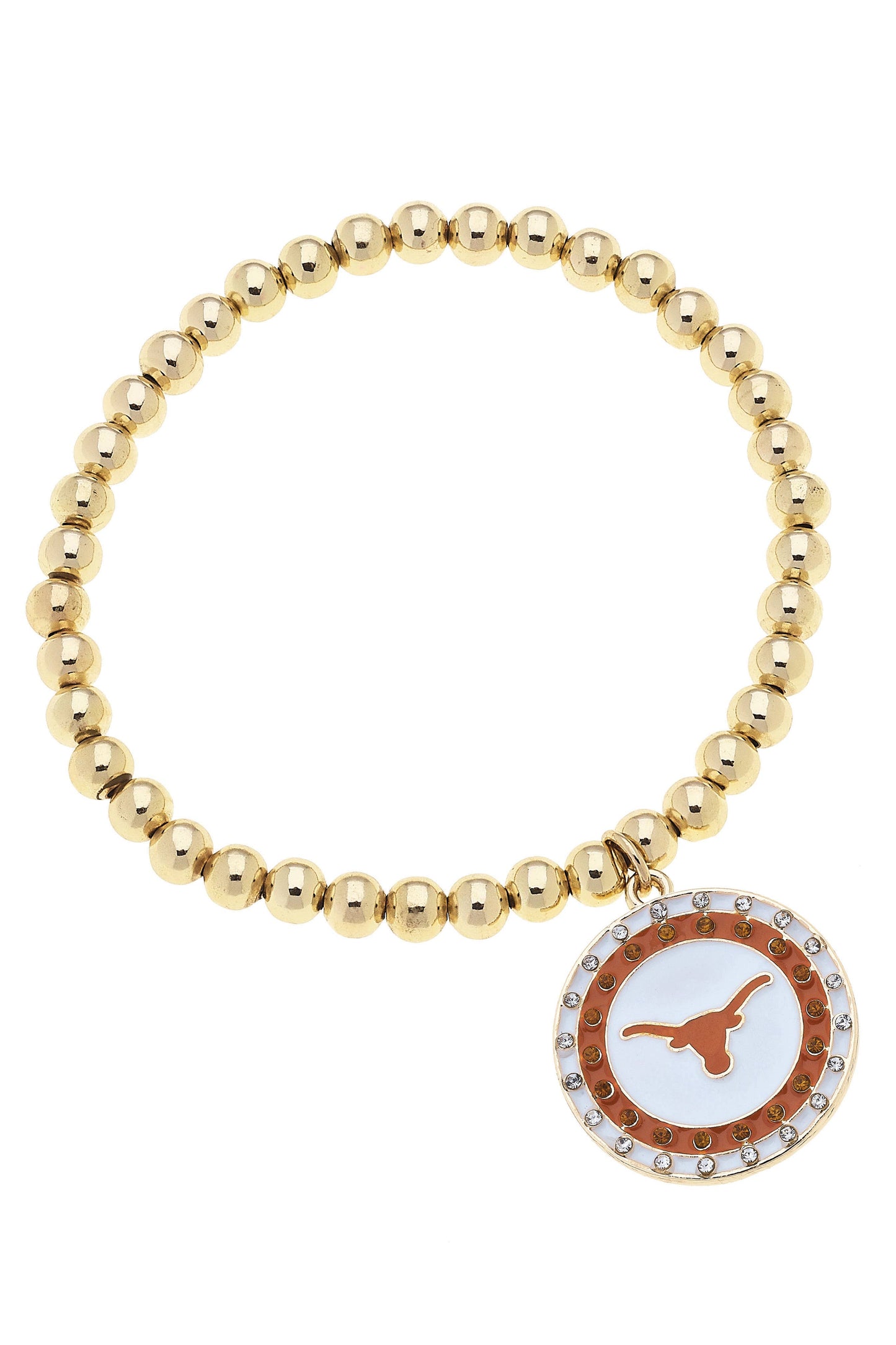 Texas Longhorns Pave Disc Ball Bead Stretch Bracelet