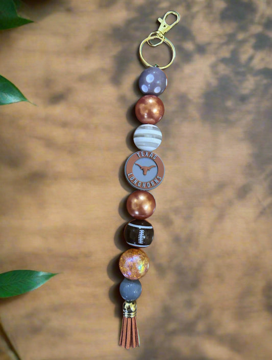 Texas Longhorns Acrylic Beaded Keychain