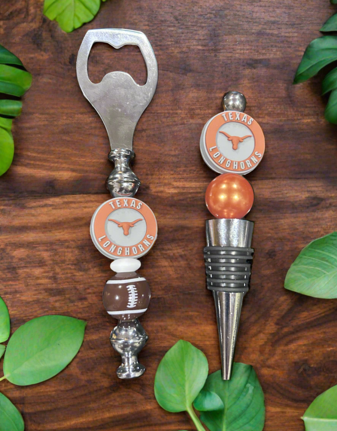 Texas Longhorns Beaded Bottle Opener and Wine Stopper