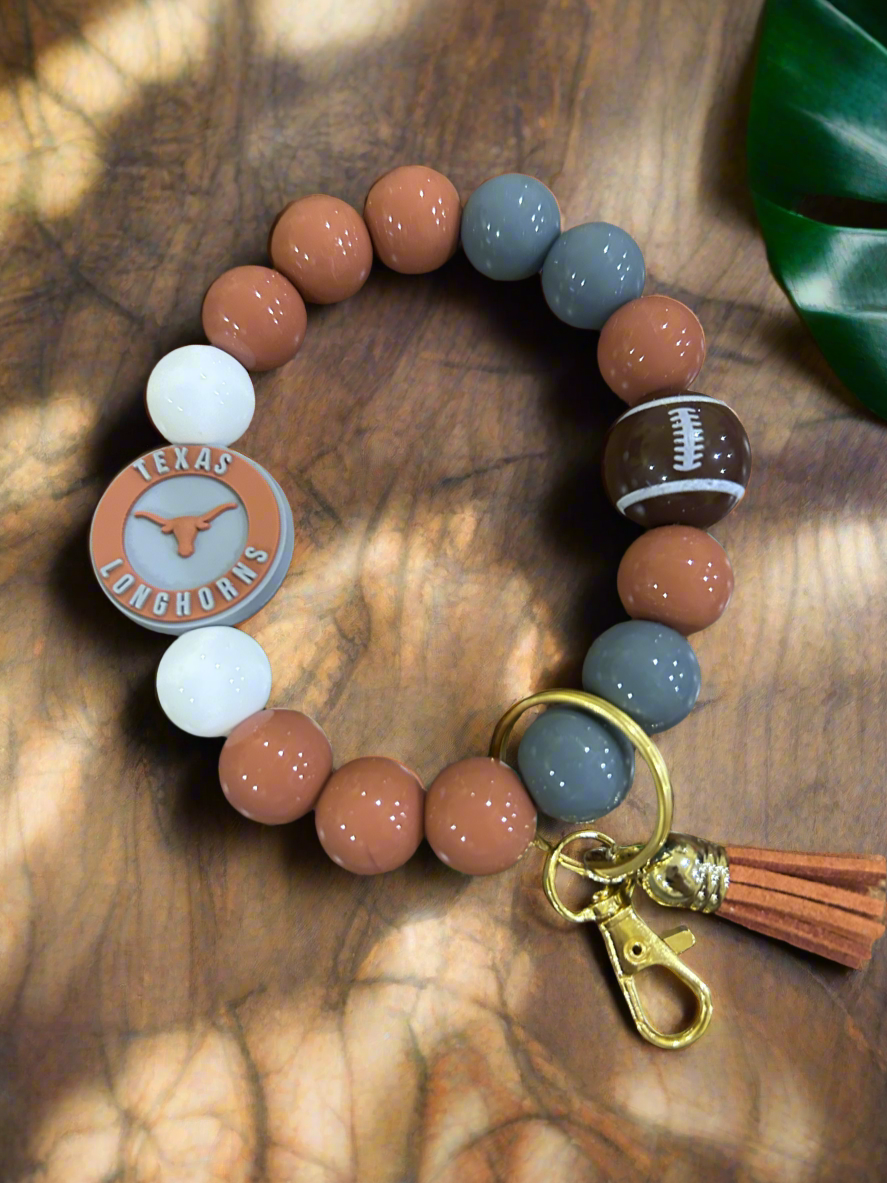 Texas Longhorns Silicone Beaded Keychain Wristlet