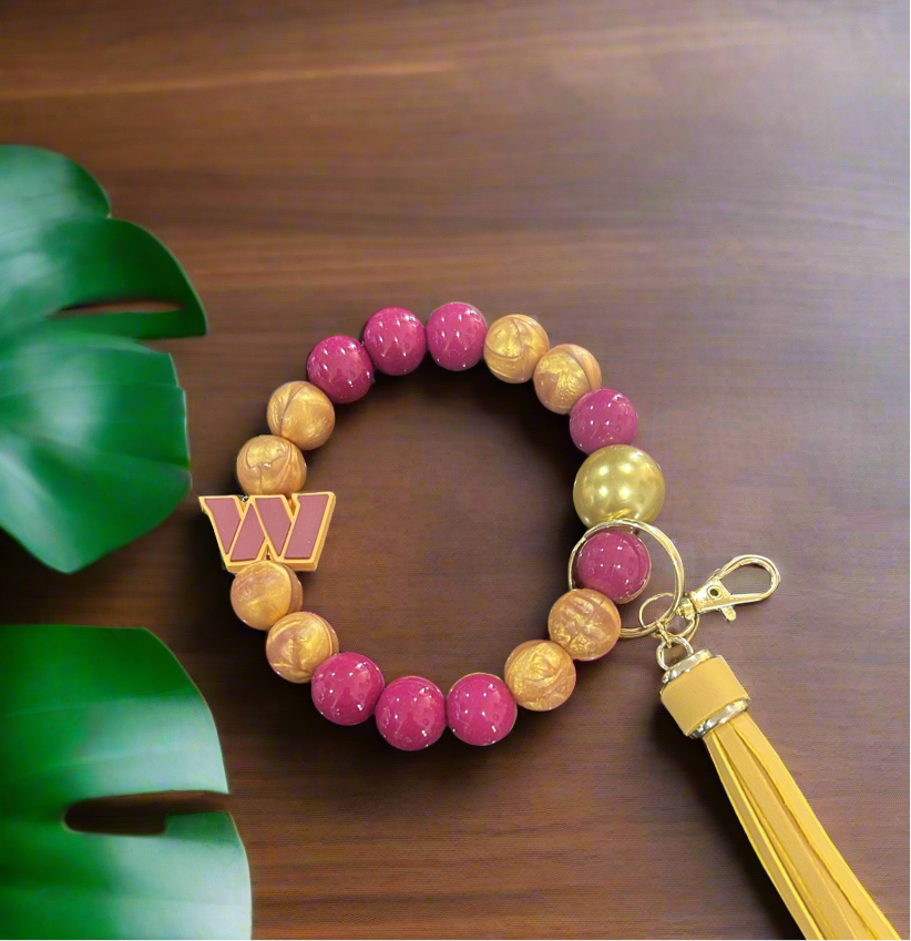 Washington Commanders Silicone Beaded Keychain Wristlet