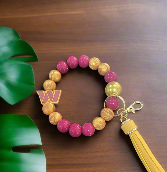 Washington Commanders Silicone Beaded Keychain Wristlet