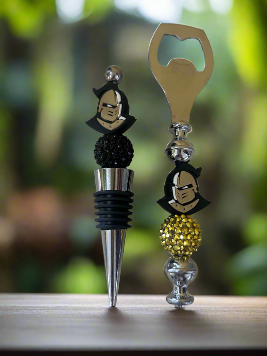 UCF University of Central Florida Knights Custom Beaded Wine Stopper and Bottle Opener