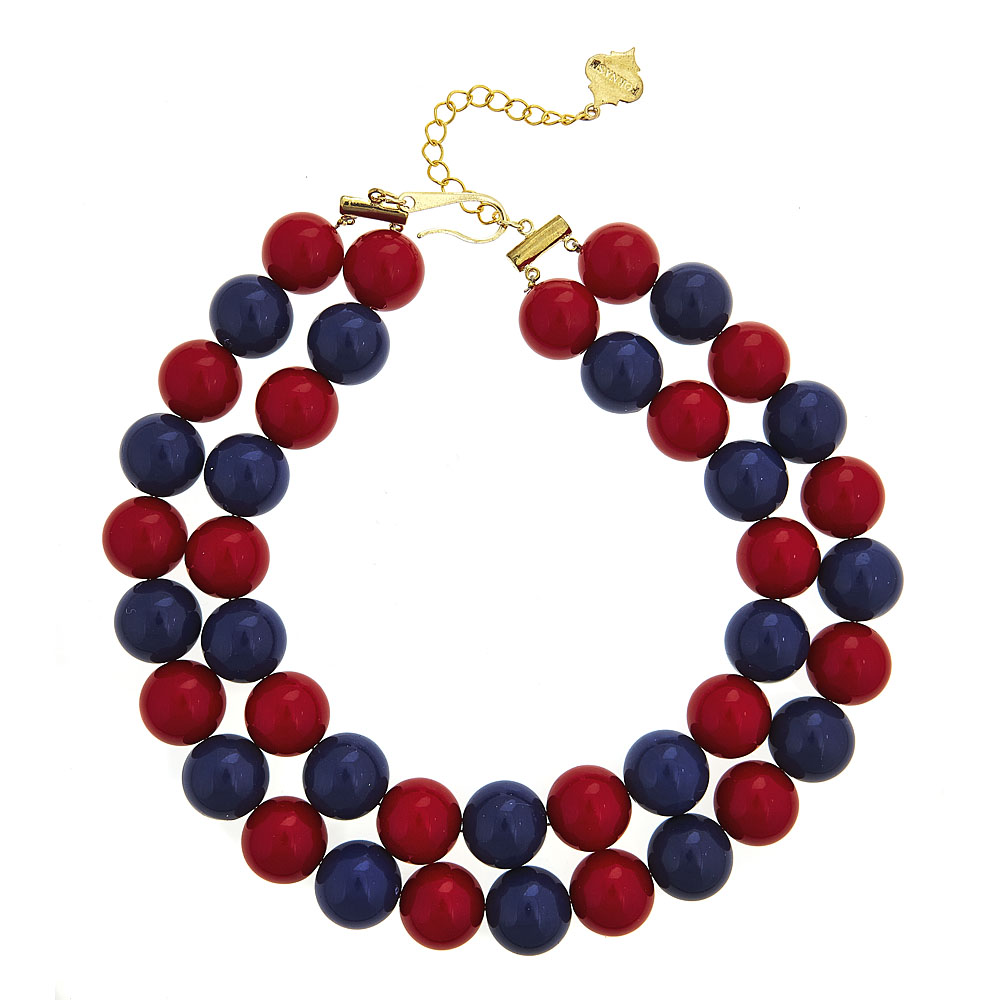 Two-Tone Candy Gameday Necklace: Navy/Red