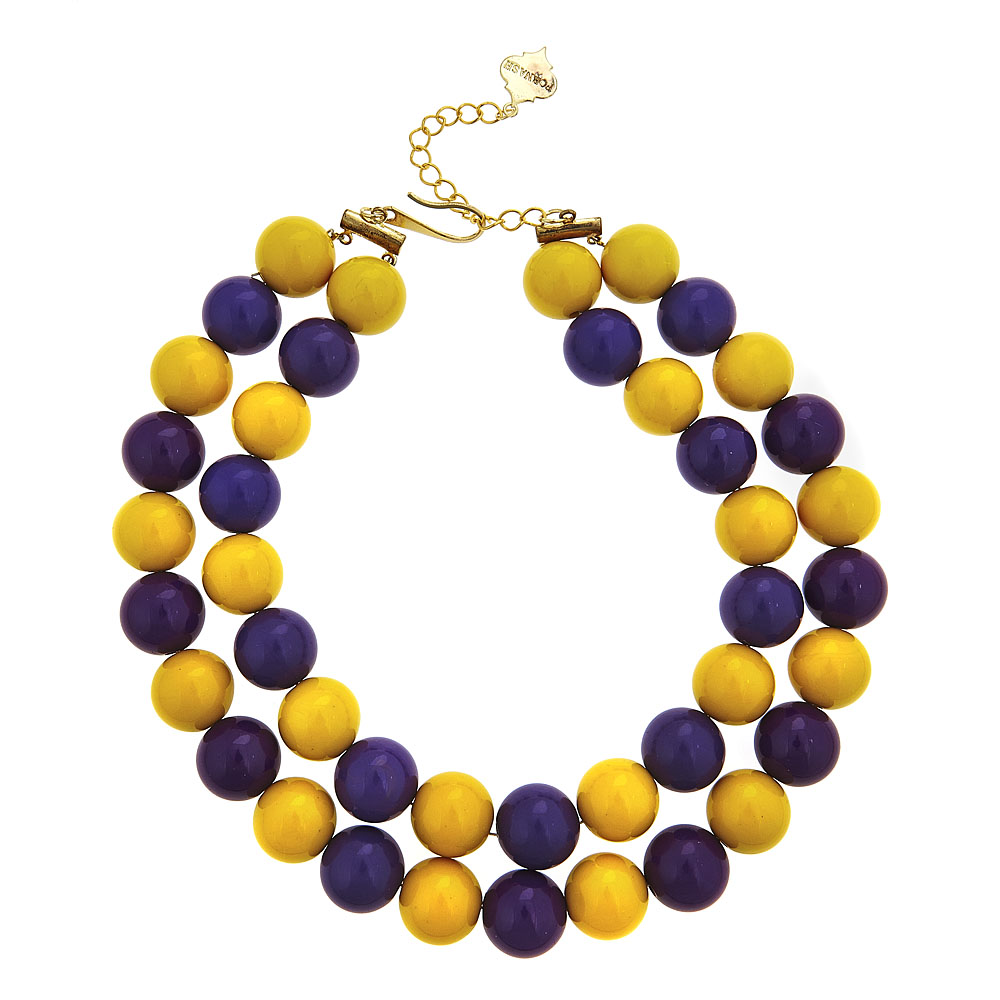 Two-Tone Candy Gameday Necklace: Purple/Yellow