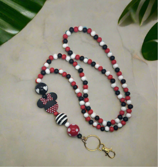 Disney Minnie Mouse Handed Beaded Lanyard