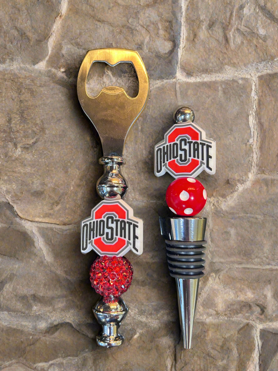 Ohio State Buckeyes Wine Cork and Bottle Opener