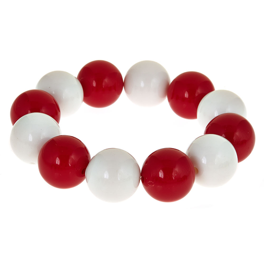 Two-Tone Candy Gameday Bracelet: White/Red