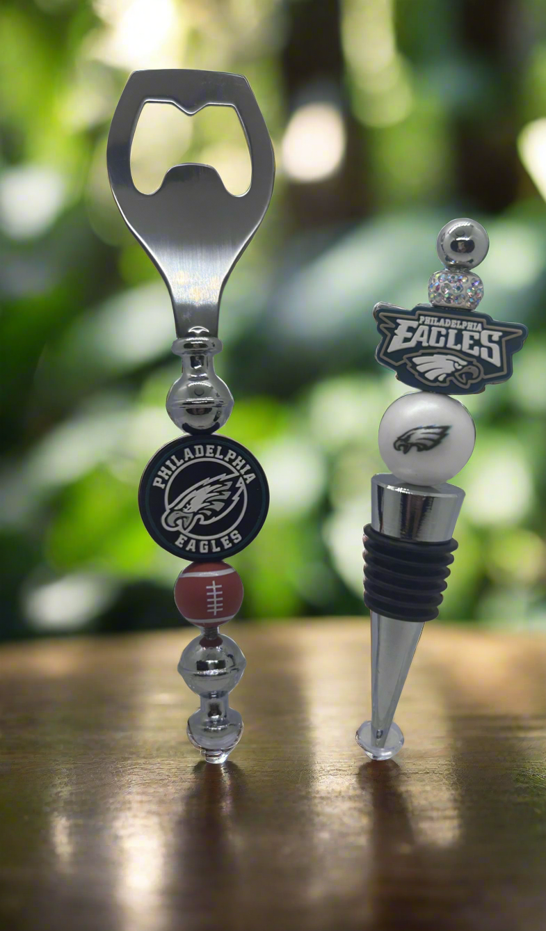 Philadelphia Eagles NFL Silicone Beaded Wine Stopper and Bottle Opener